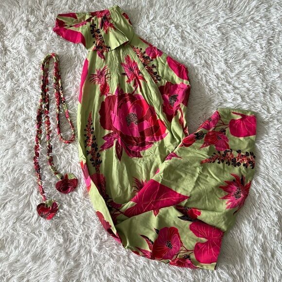 NWT FARM RIO Fresh Garden One-Shoulder Linen Floral Midi Dress Size S - Picture 8 of 12